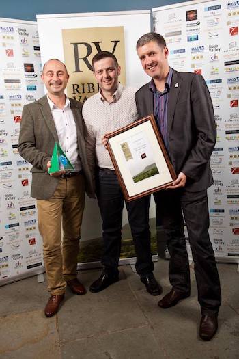 Picture showing Calder Services directors receiving the Ribble Valley Business award