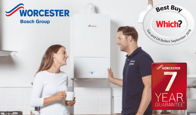 Image of a Worcester Bosch boiler installer and customer
